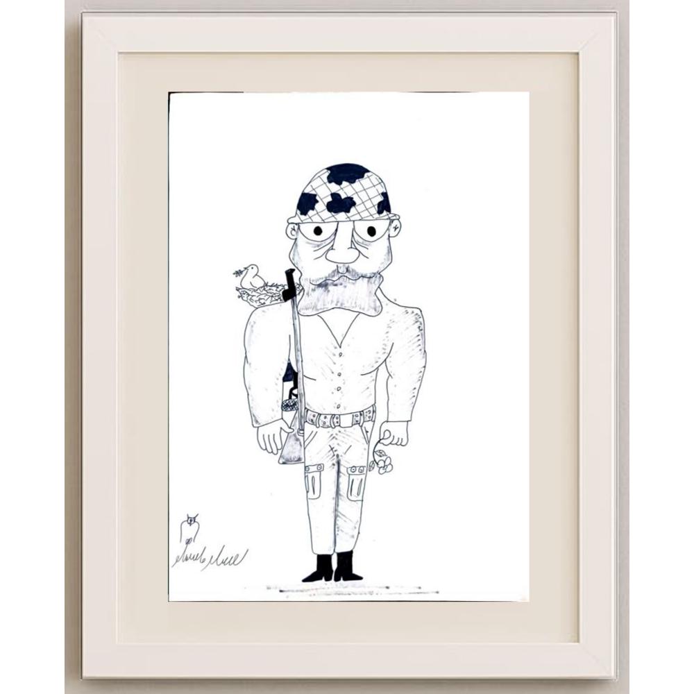 Ali Afshar Ghasemlo 32x22cm Orijinal Karikatür BOD02714