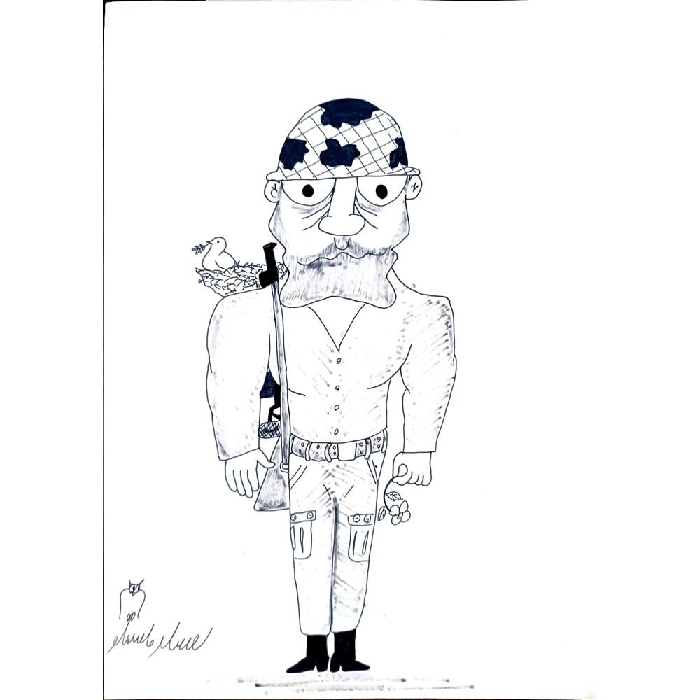 Ali Afshar Ghasemlo 32x22cm Orijinal Karikatür BOD02714