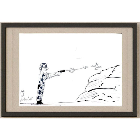 Ali Afshar Ghasemlo 32x21cm Orijinal Karikatür BOD02721