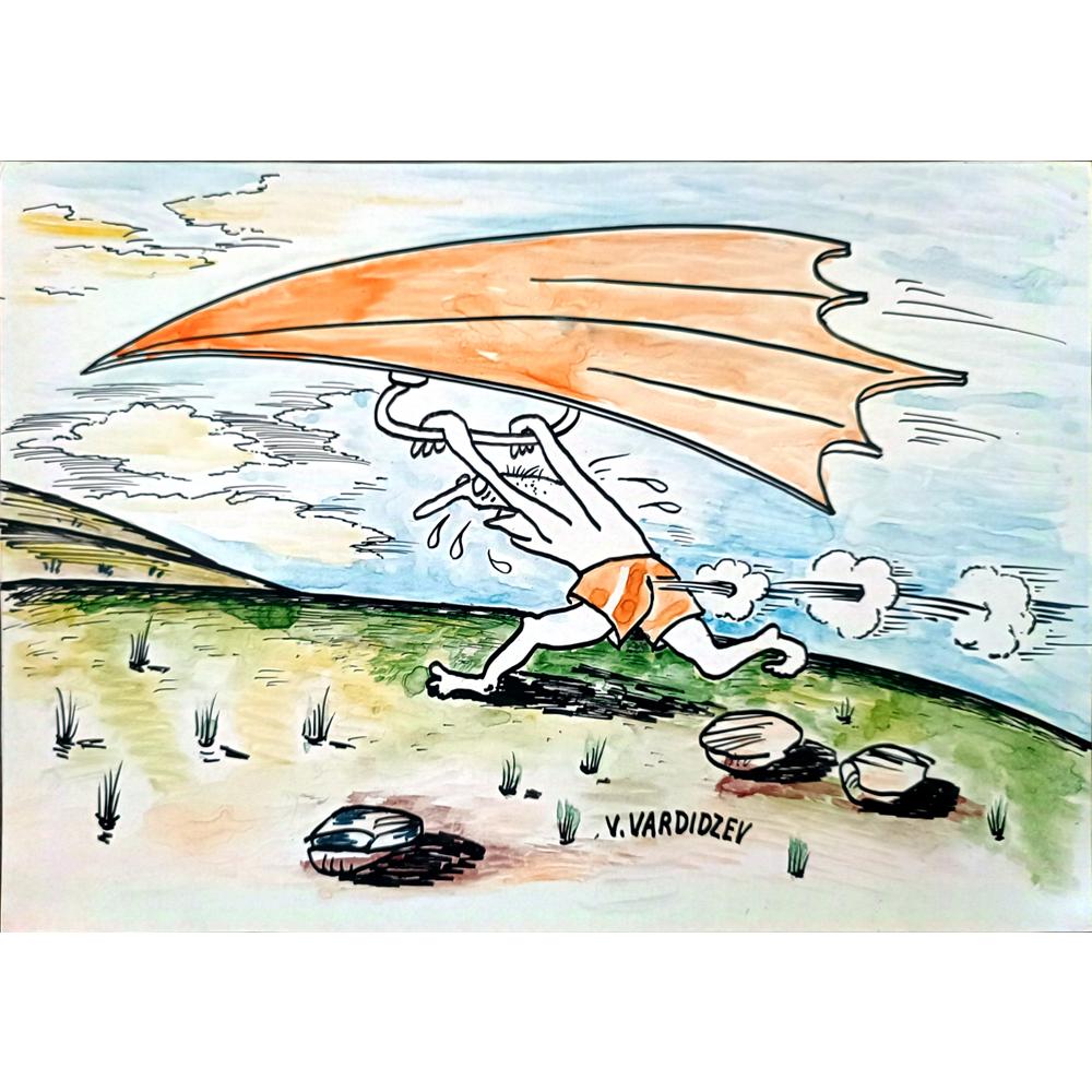 Vladimir Vardidzev 32x25cm Orijinal Karikatür BOD02724