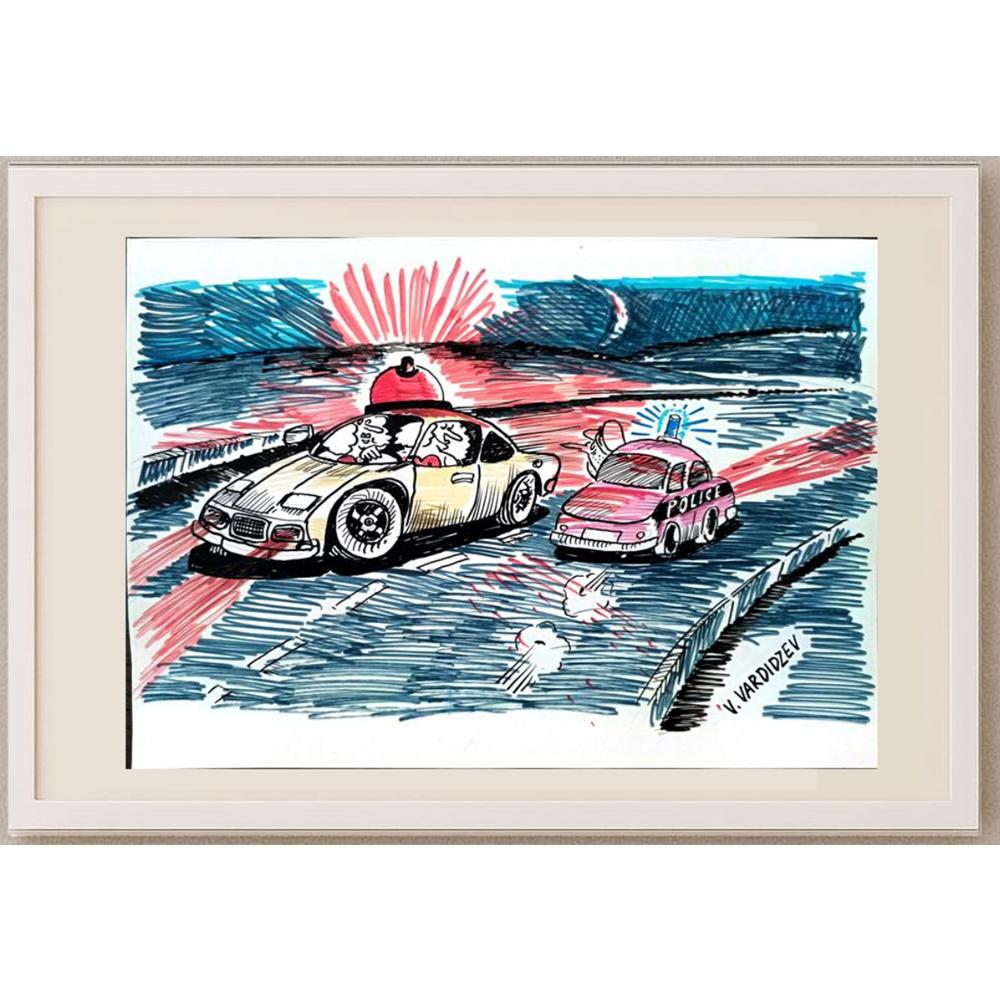 Vladimir Vardidzev 29x21cm Orijinal Karikatür BOD02727