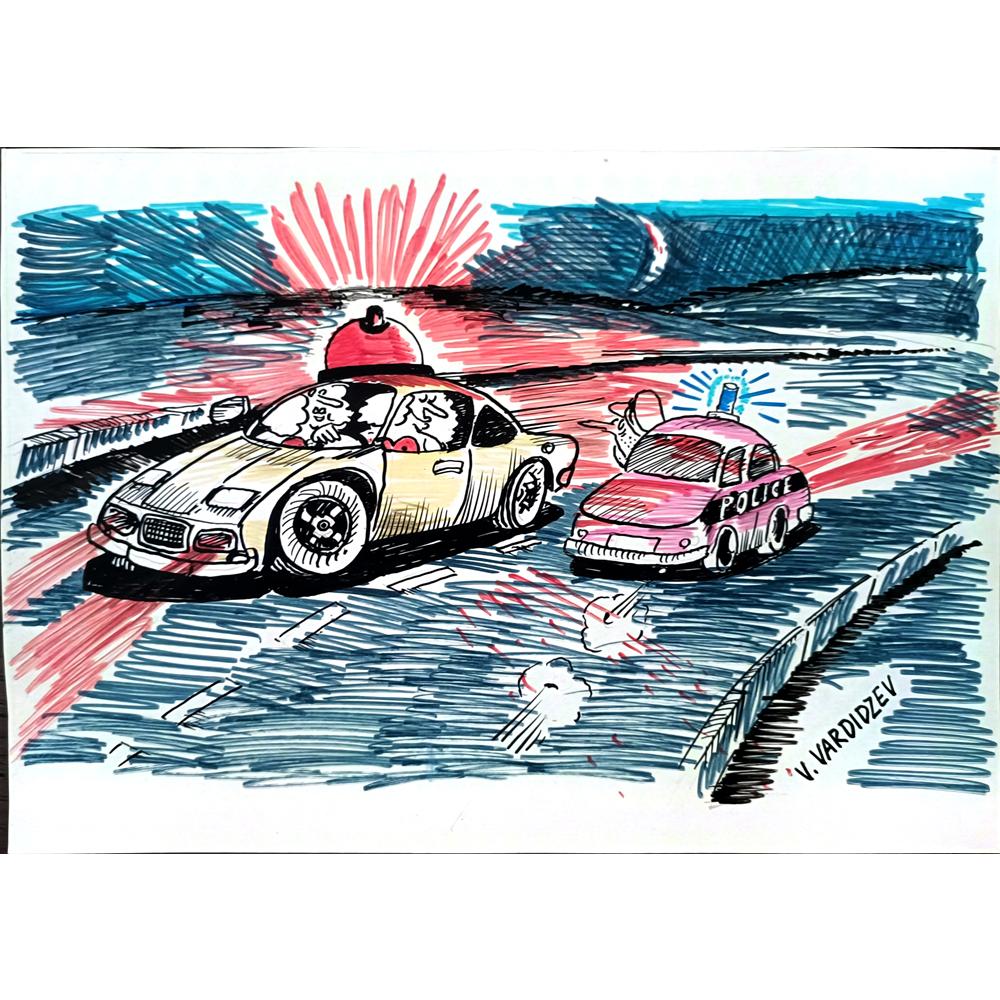 Vladimir Vardidzev 29x21cm Orijinal Karikatür BOD02727