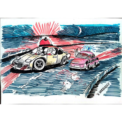 Vladimir Vardidzev 29x21cm Orijinal Karikatür BOD02727
