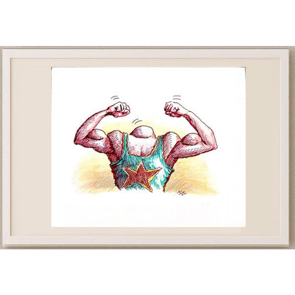 Serik Kulmeshkenov 22x18cm Orijinal Karikatür BOD02730