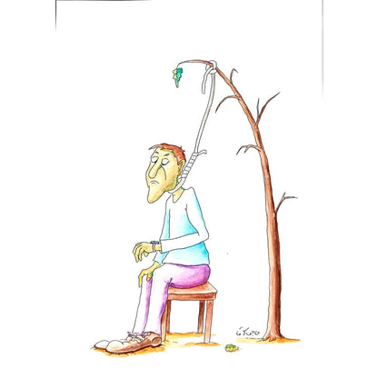 Gholam Hossein Hajiagha 25x18cm Orijinal Karikatür BOD02760
