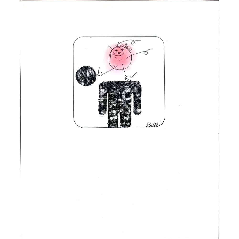 Kolibri Bei Blattman 21x15cm Orijinal Karikatür BOD02762