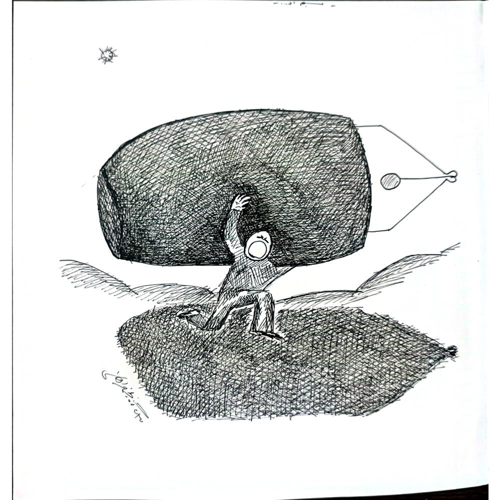 Unknown 25x21cm Orijinal Karikatür BOD02763
