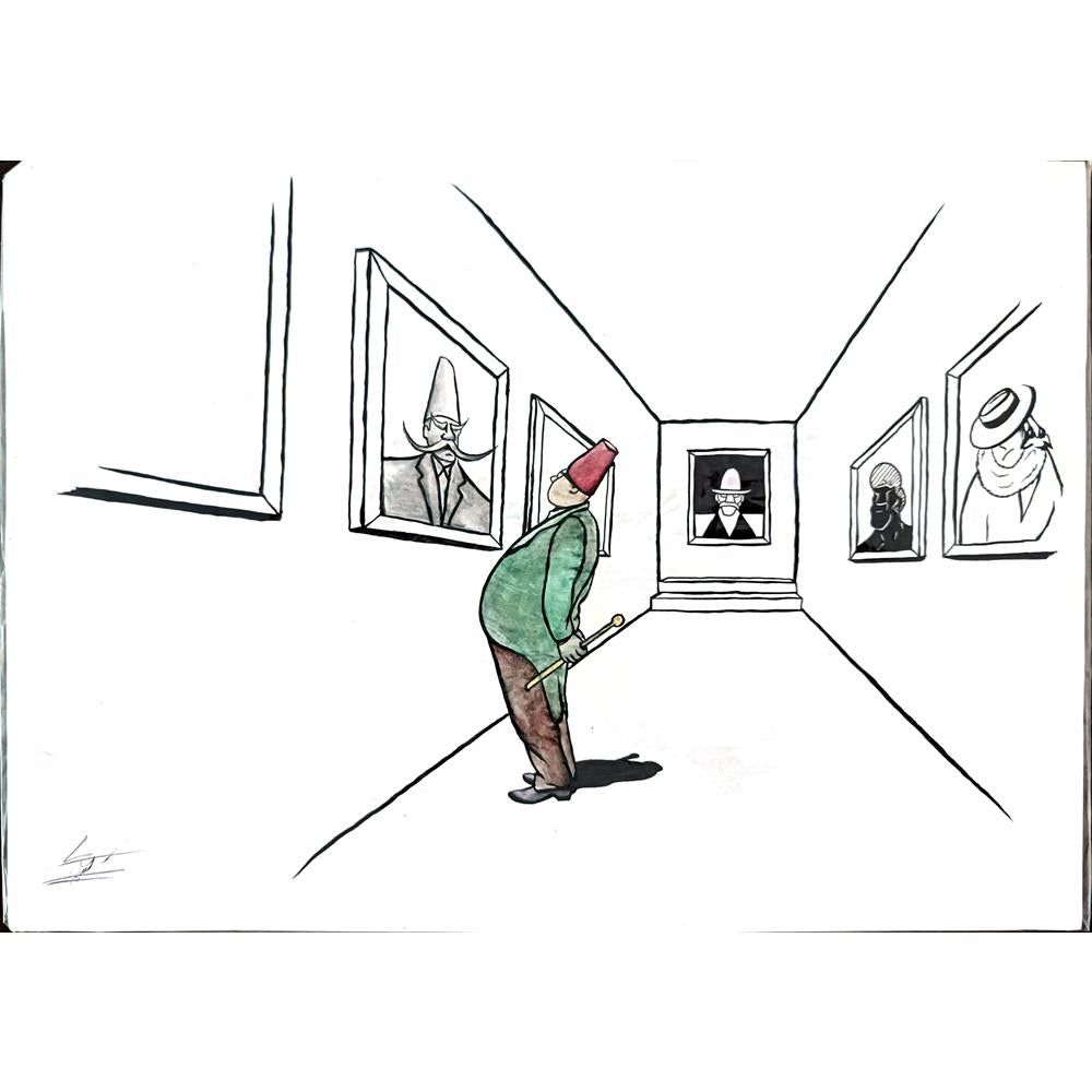 Unknown 25x21cm Orijinal Karikatür BOD02779