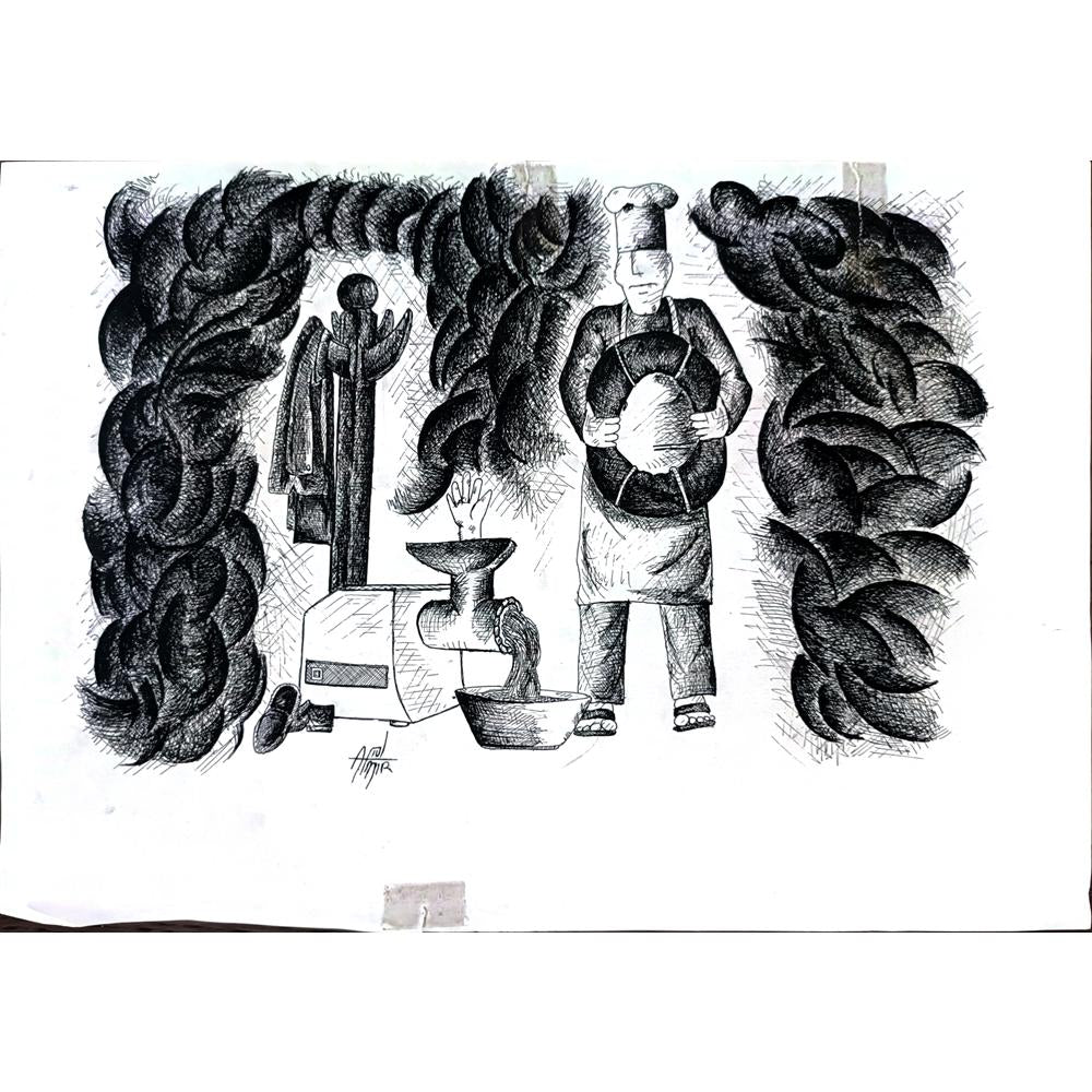 Amir Reza Kherdazed 29x21cm Orijinal Karikatür BOD02797