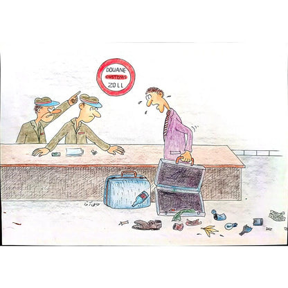 Gholam Hossein Hajiagha 25x18cm Orijinal Karikatür BOD02813