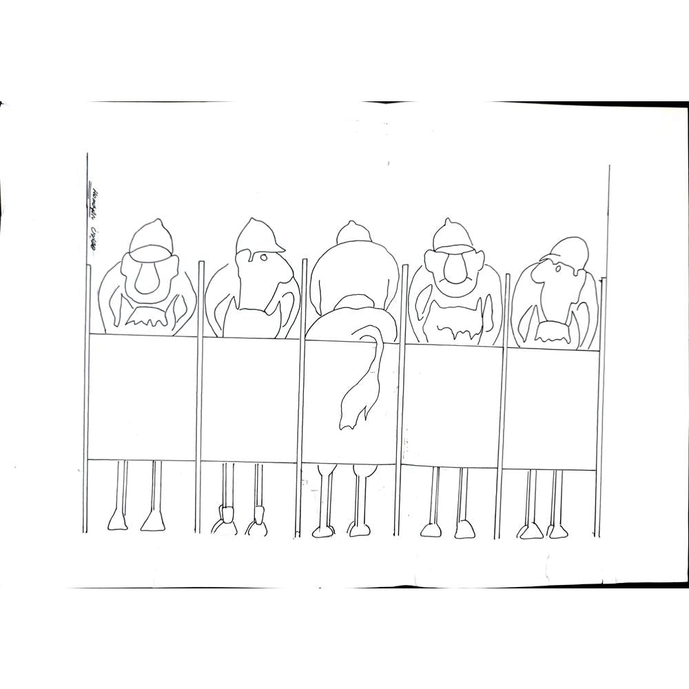 Unknown 29x21cm Orijinal Karikatür BOD02820