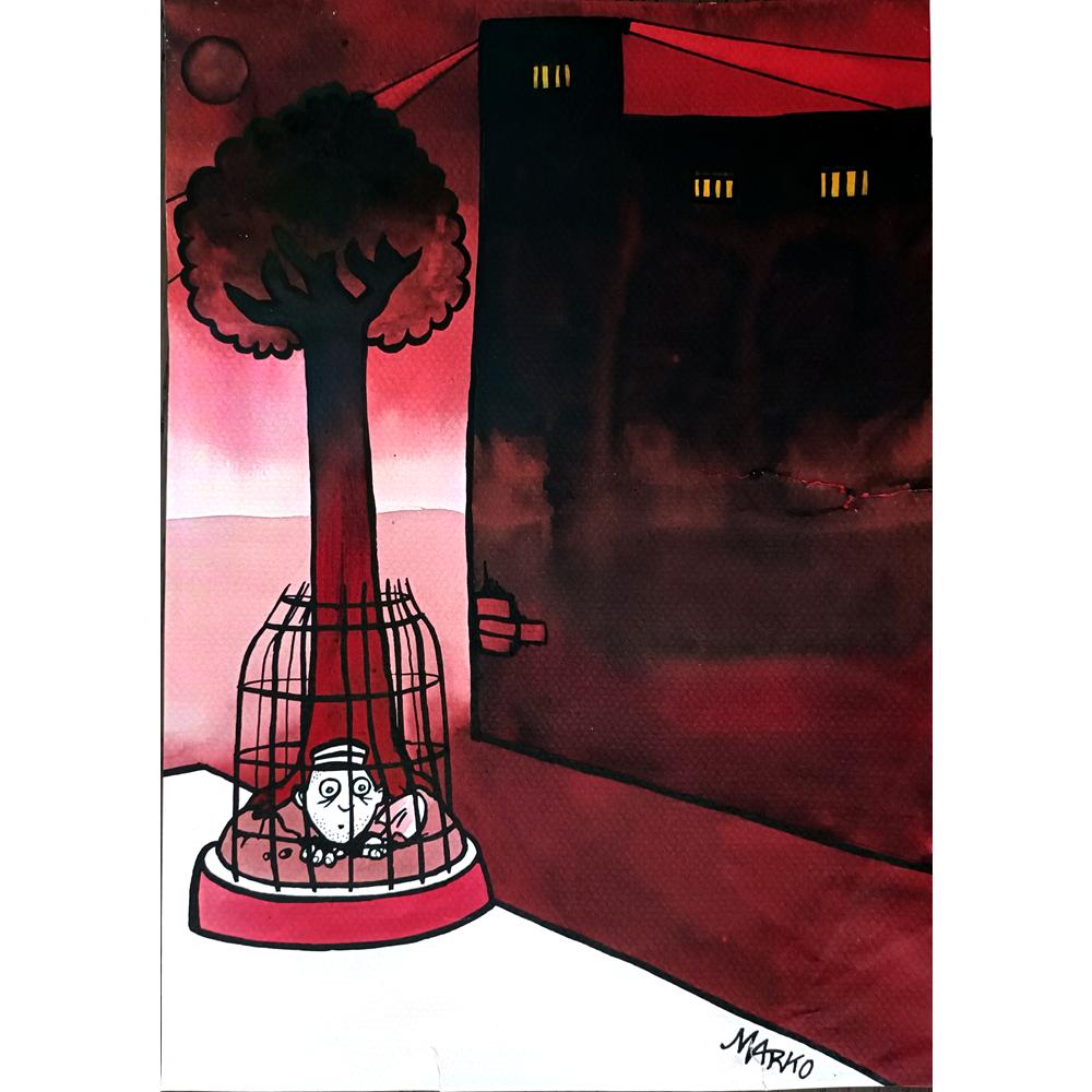 Marco Ramos 29x21cm Orijinal Karikatür BOD02864
