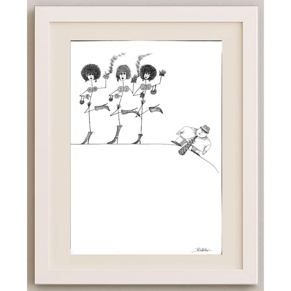 Kolibri Bei Blattman 43x30cm Orijinal Karikatür BOD02897