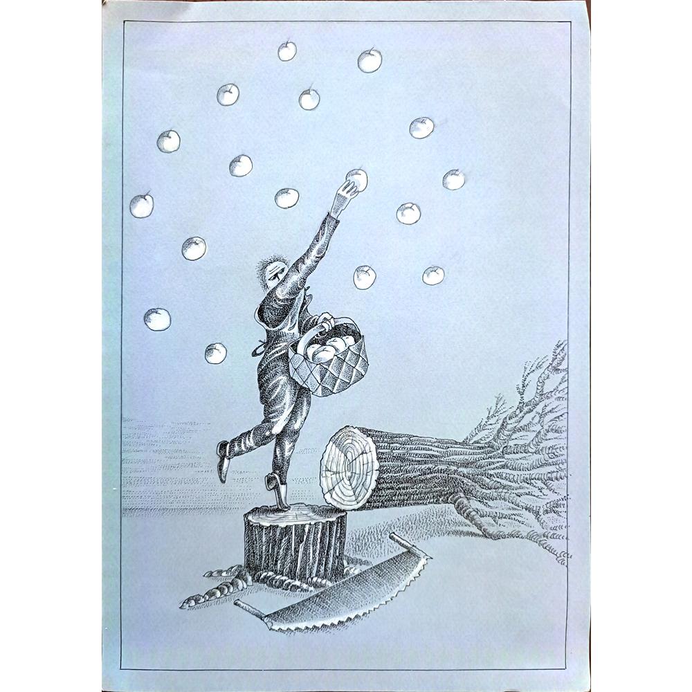Vladimir Khakhanov 29x21cm Orijinal Karikatür BOD02925