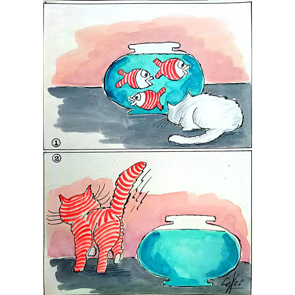 Octovian Covaci 29x21cm Orijinal Karikatür BOD02929