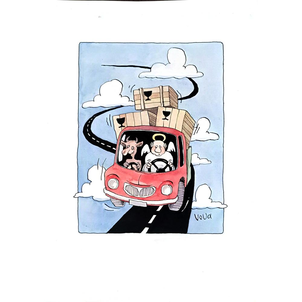 Vladimir İvanov 29x21cm Orijinal Karikatür BOD02945