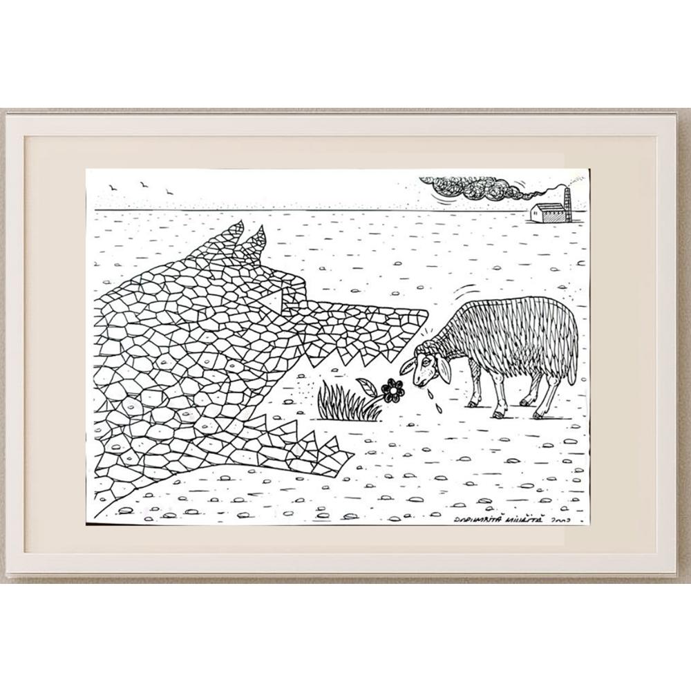 Mihaita Porumbita 29x21cm Orijinal Karikatür BOD02964