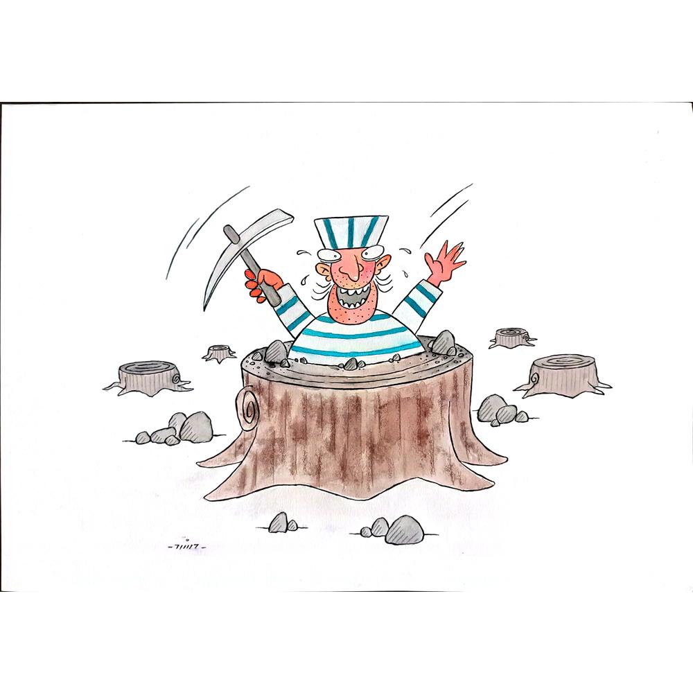 Hassanzadeh Khossrow 29x21cm Orijinal Karikatür BOD02967