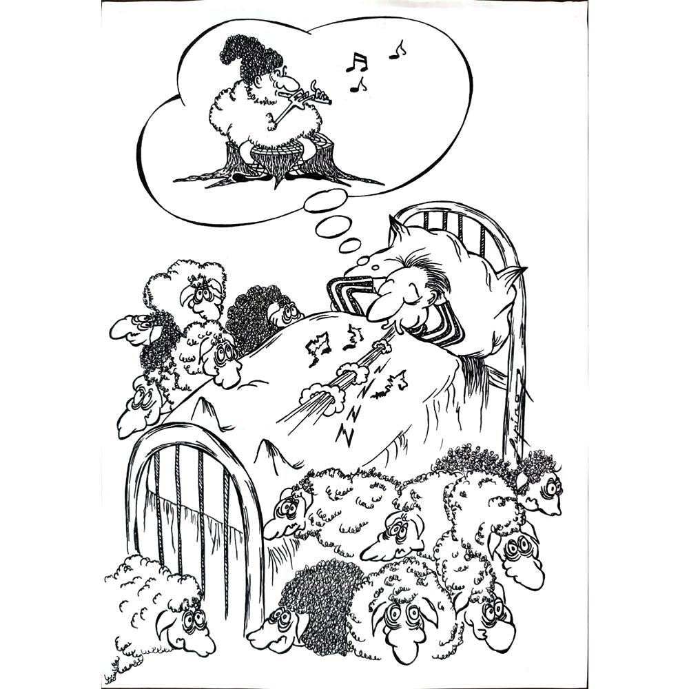 Marian Lupu 29x21cm Orijinal Karikatür BOD02973