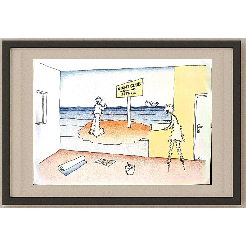 Miloslav Kral Cesky 35x25cm Orijinal Karikatür BOD03057