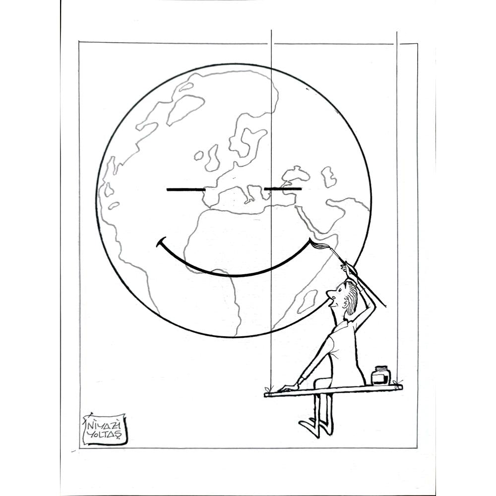 Niyazi Yoltaş 29x21cm Orijinal Karikatür BOD03091