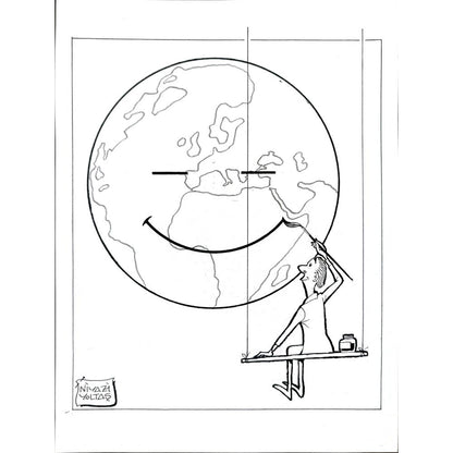 Niyazi Yoltaş 29x21cm Orijinal Karikatür BOD03091