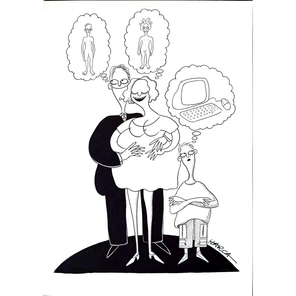 Juli Sanchis Aguado 29x21cm Orijinal Karikatür BOD03113