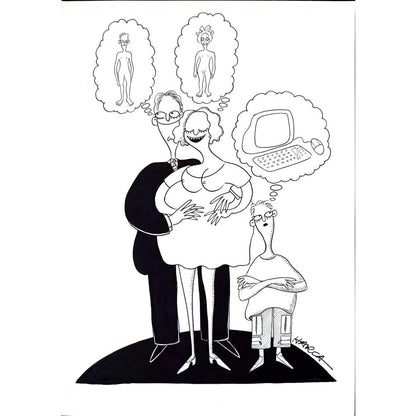 Juli Sanchis Aguado 29x21cm Orijinal Karikatür BOD03113