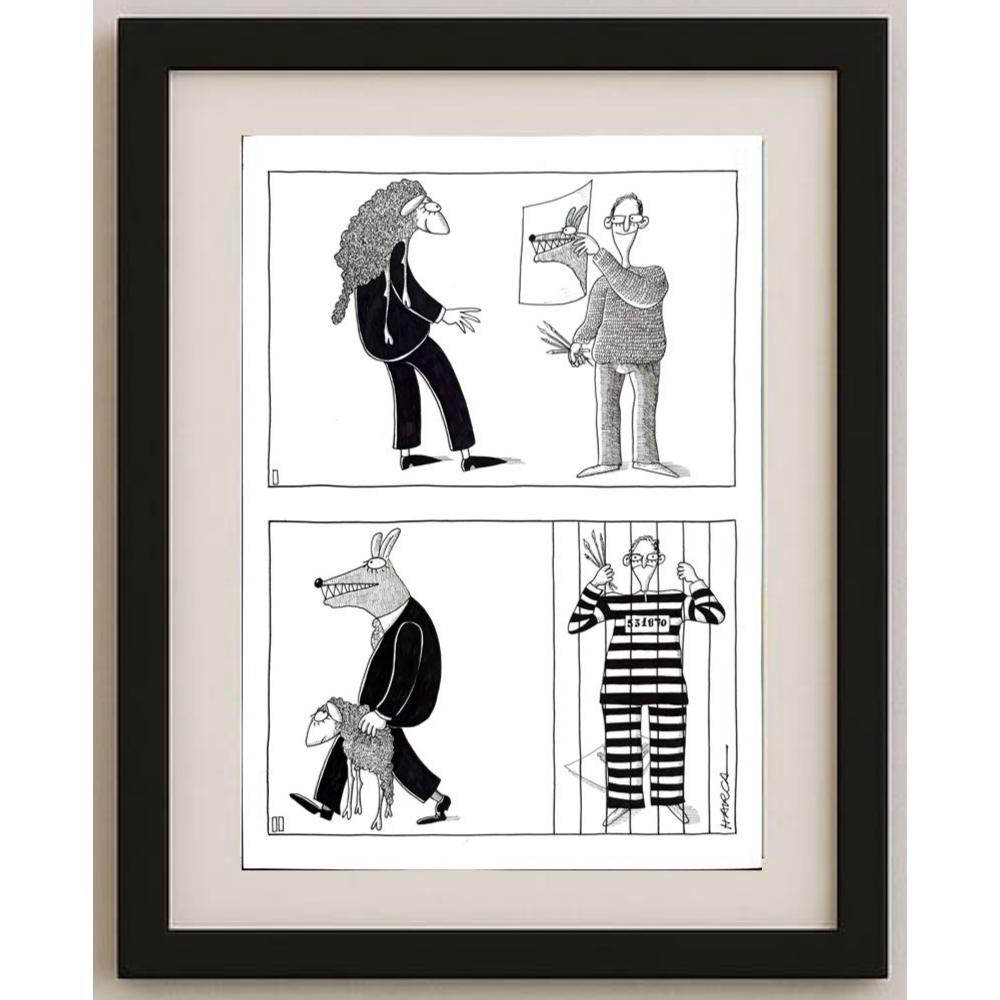 Juli Sanchis Aguado 43x30cm Orijinal Karikatür BOD03115