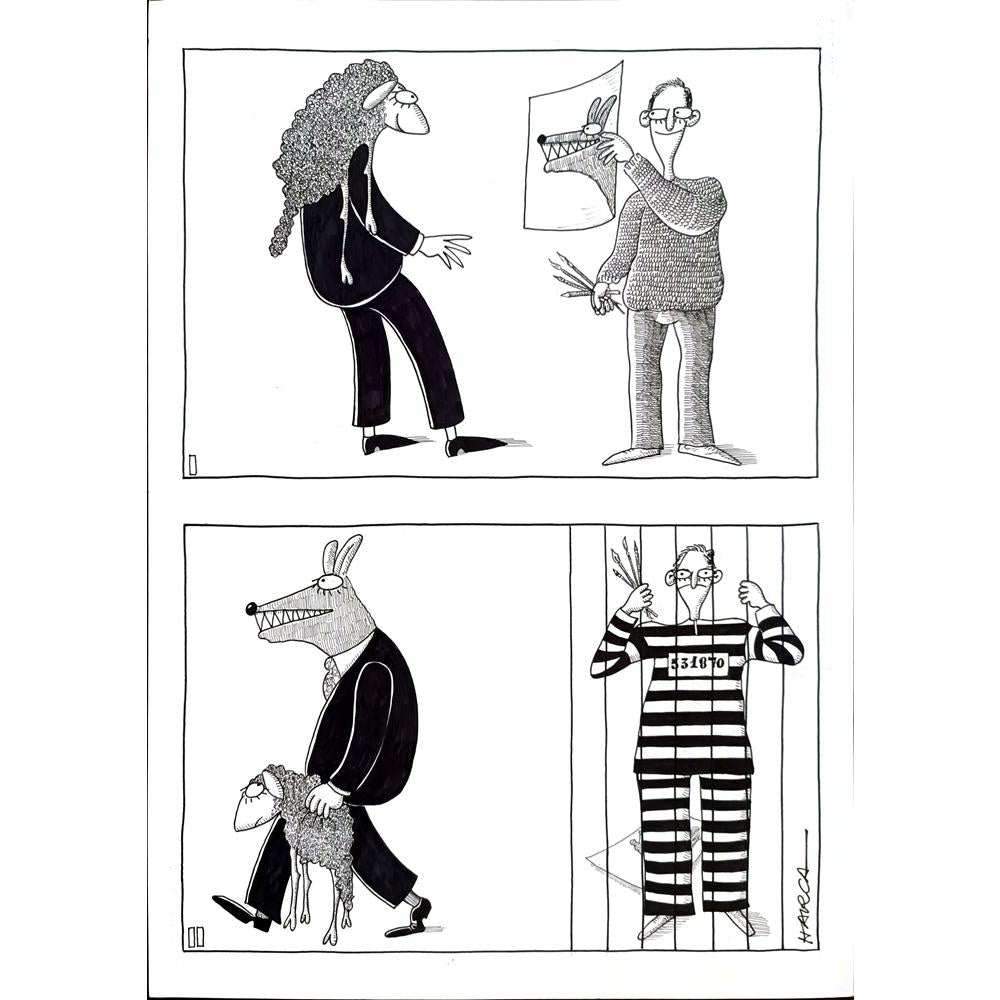 Juli Sanchis Aguado 43x30cm Orijinal Karikatür BOD03115