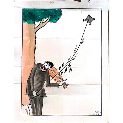 Padala Srinivasulu 46x35cm Orijinal Karikatür BOD03131