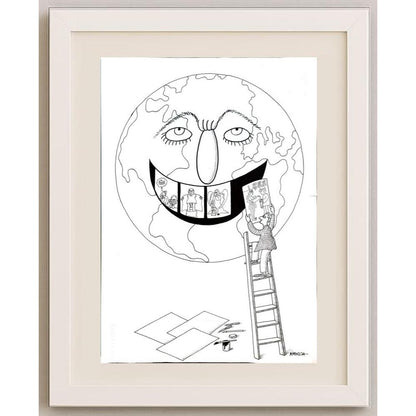 Juli Sanchis Aguado 43x30cm Orijinal Karikatür BOD03143