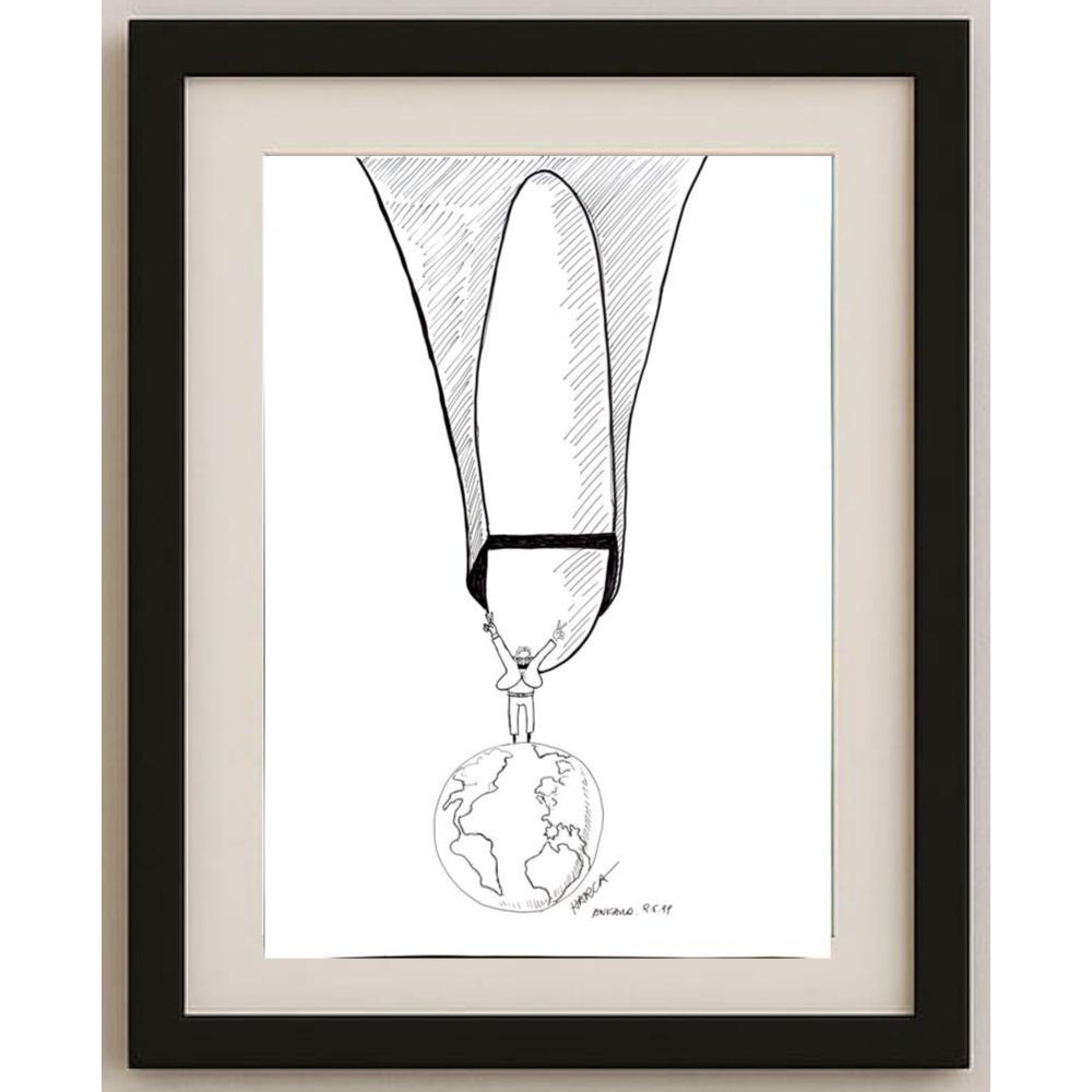 Juli Sanchis Aguado 50x35cm Orijinal Karikatür BOD03147
