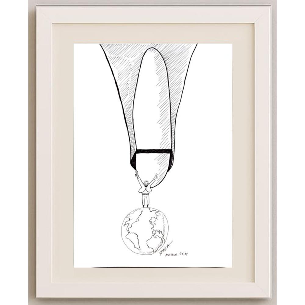Juli Sanchis Aguado 50x35cm Orijinal Karikatür BOD03147