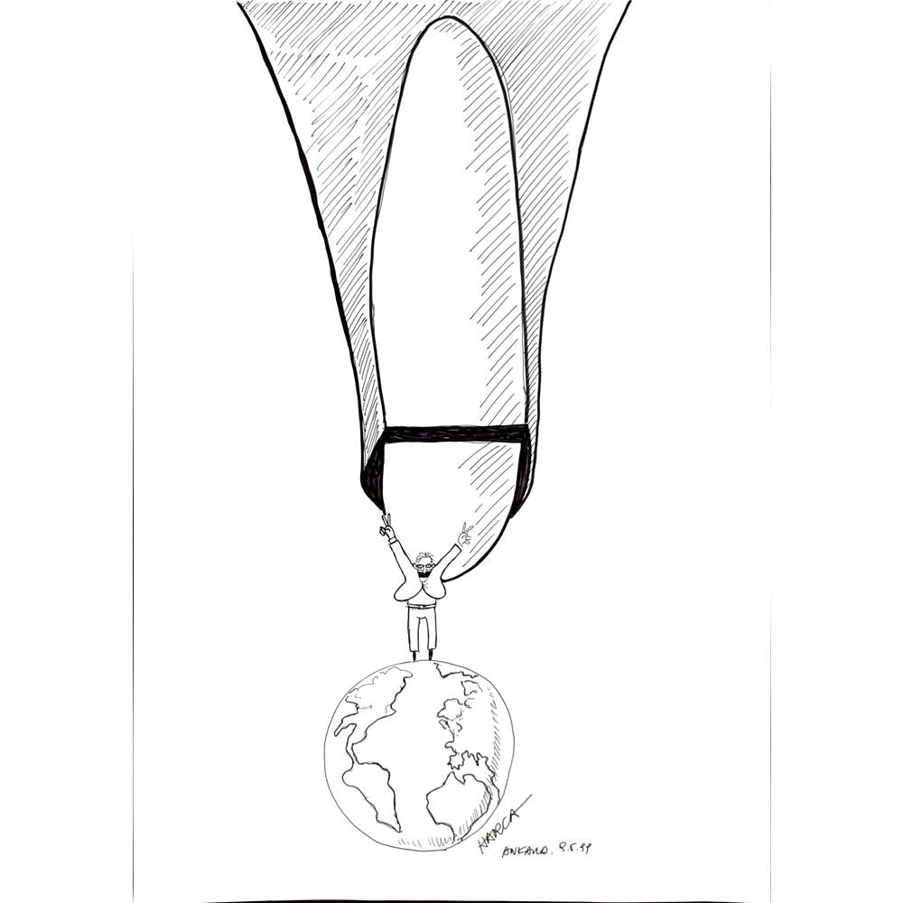 Juli Sanchis Aguado 50x35cm Orijinal Karikatür BOD03147