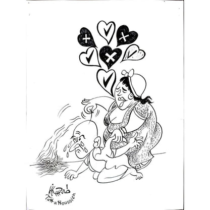 Taha Moussien 29x21cm Orijinal Karikatür BOD03154