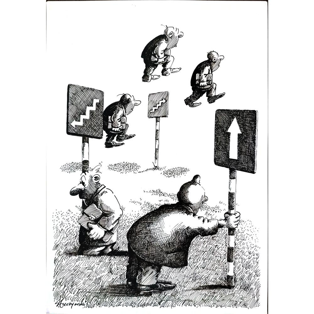 Slawomir Luczynski 29x21cm Orijinal Karikatür BOD03187