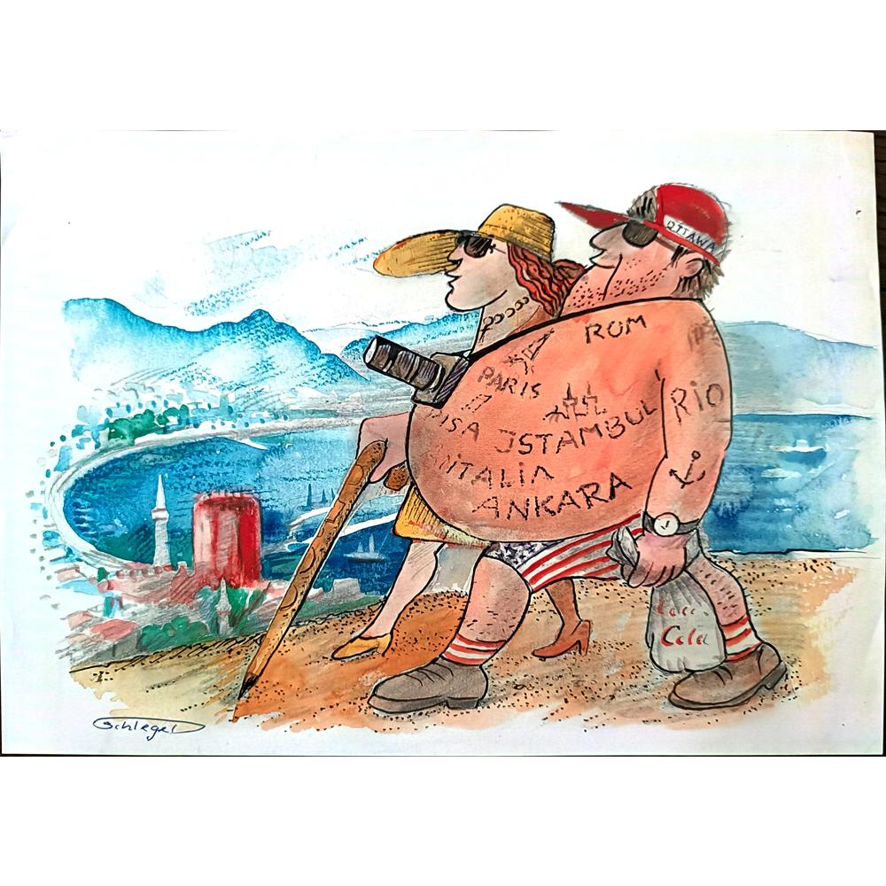Wolfgang Schlegel 29x21cm Orijinal Karikatür BOD03244