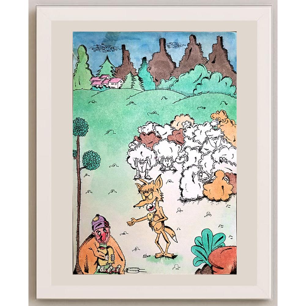 Mohamed Reza 29x21cm Orijinal Karikatür BOD03285