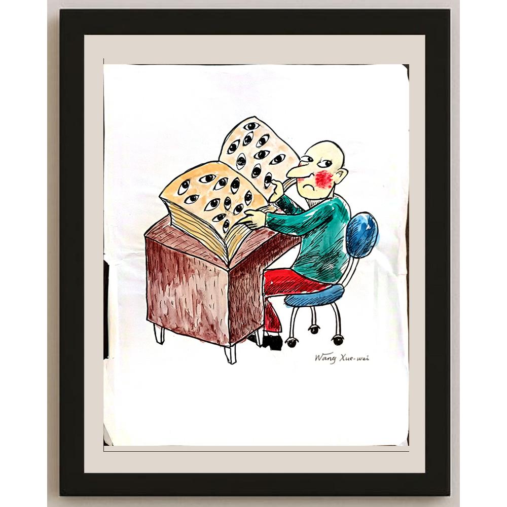 Wang Xue Wei 35x25cm Orijinal Karikatür BOD03293