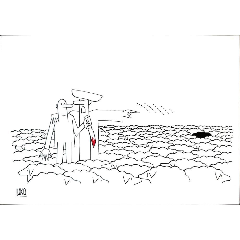 Peter Luko 29x21cm Orijinal Karikatür BOD03298