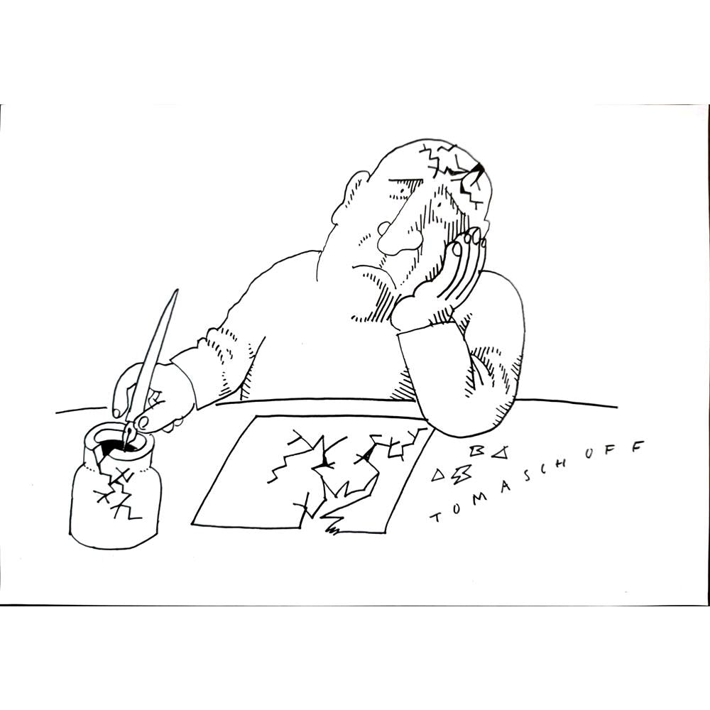 Jan Tomaschoff 29x21cm Orijinal Karikatür BOD03318