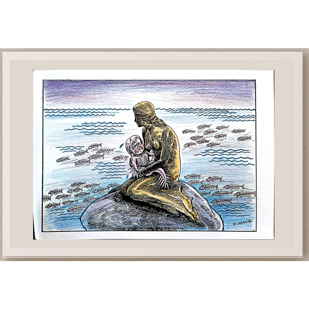 Zhang Fang 29x21cm Orijinal Karikatür BOD03328