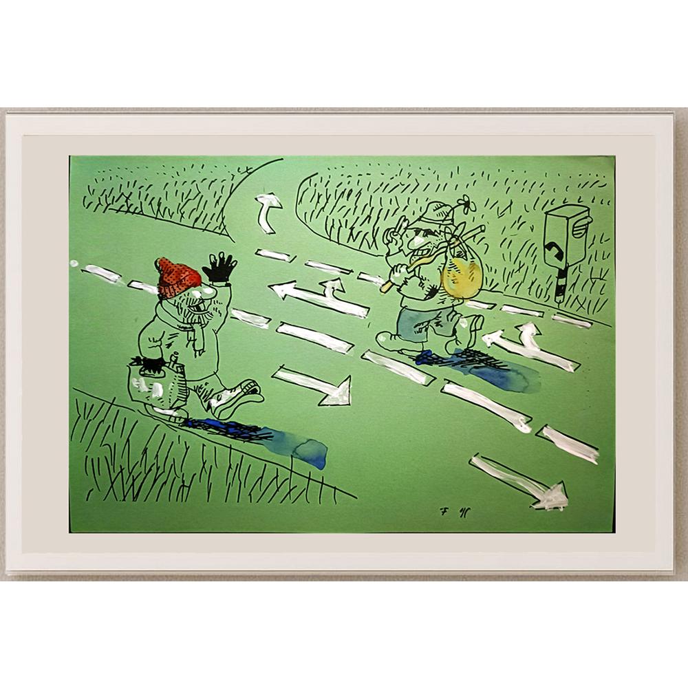 Jan Tomaschoff 29x21cm Orijinal Karikatür BOD03370