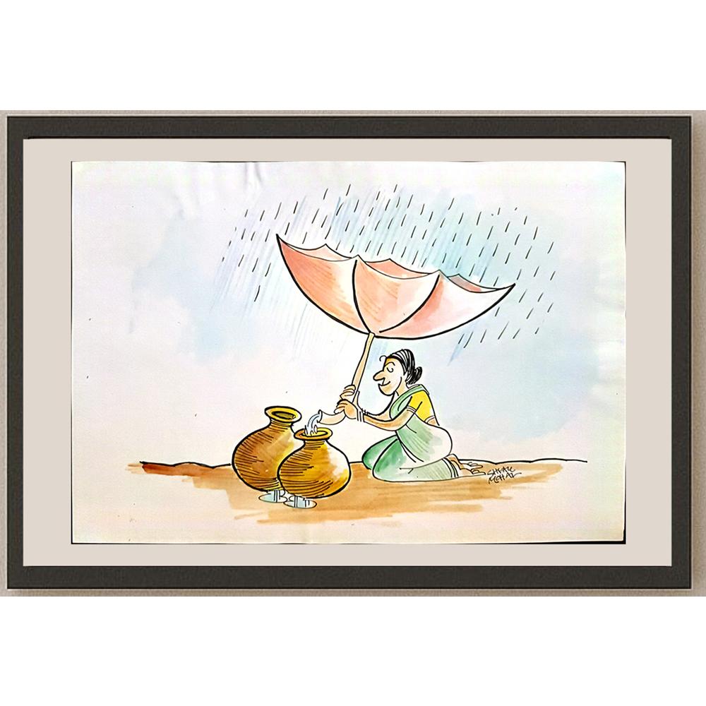 Shyam Mohan 29x21cm Orijinal Karikatür BOD03400