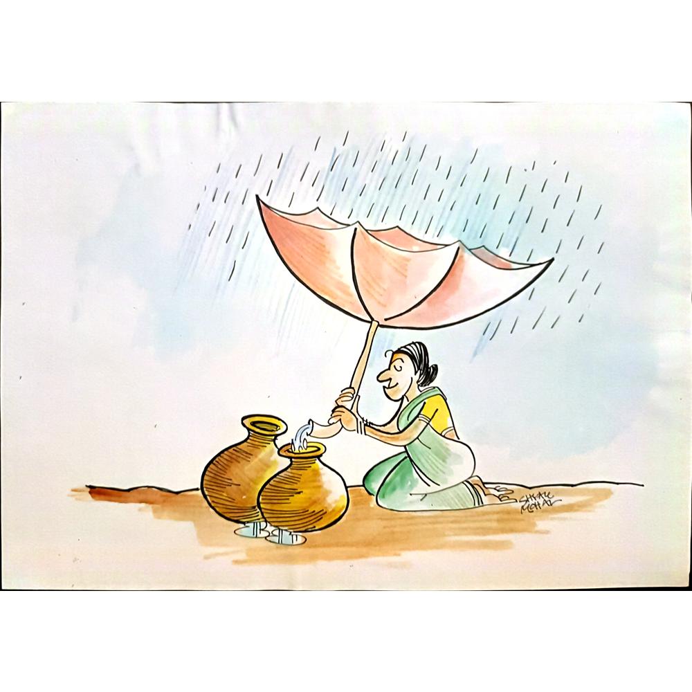 Shyam Mohan 29x21cm Orijinal Karikatür BOD03400