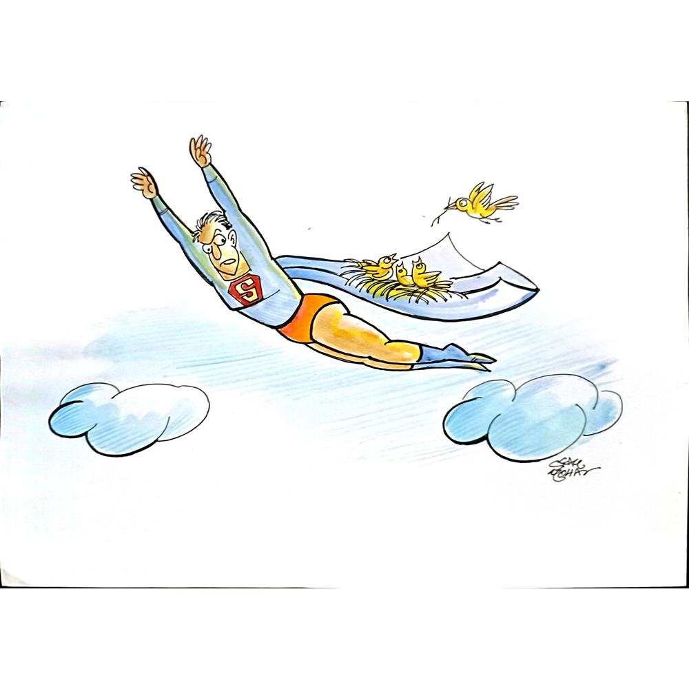 Shyam Mohan 29x21cm Orijinal Karikatür BOD03401