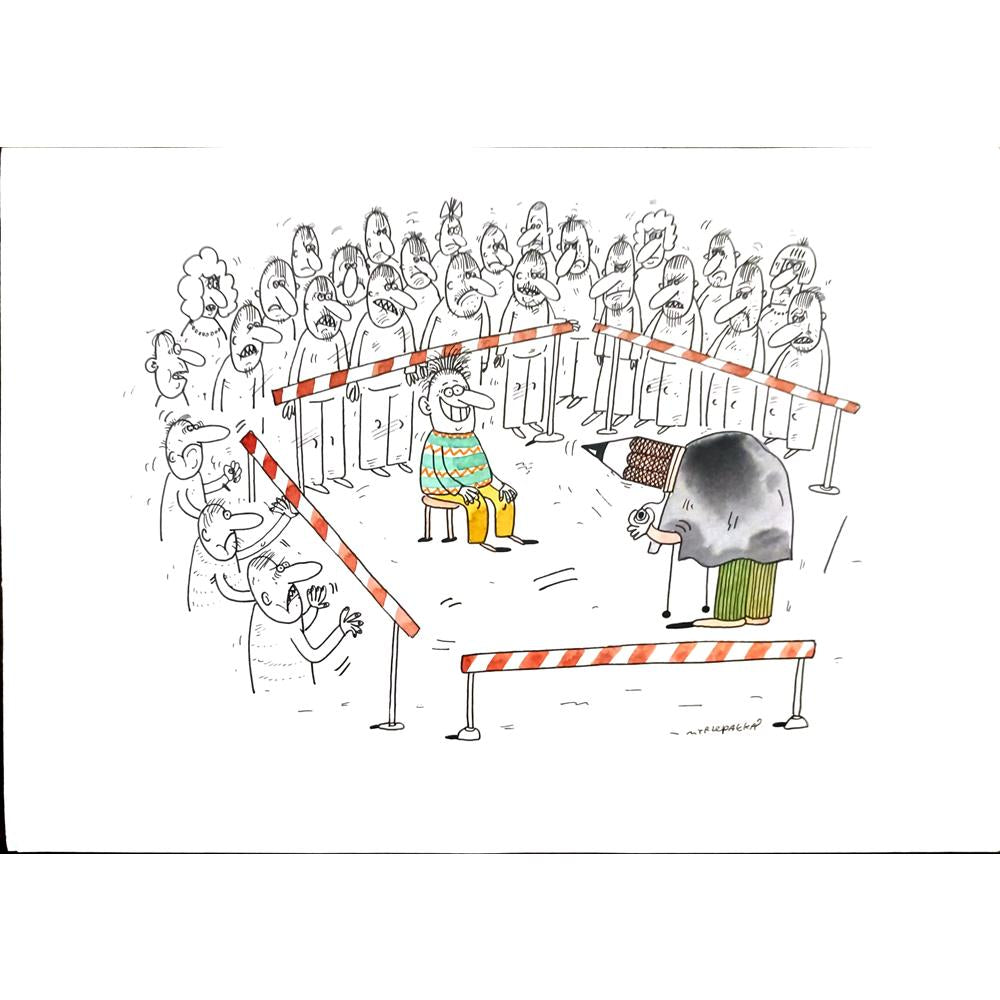 Maciej Trzepakka 29x21cm Orijinal Karikatür BOD03420