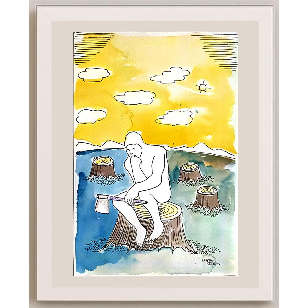 Zlatko Krstevski 29x21cm Orijinal Karikatür BOD03494