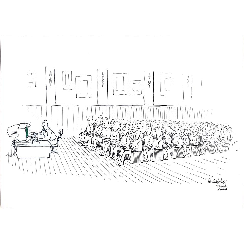 Semih Poroy 50x35cm Orijinal Karikatür BOD03507